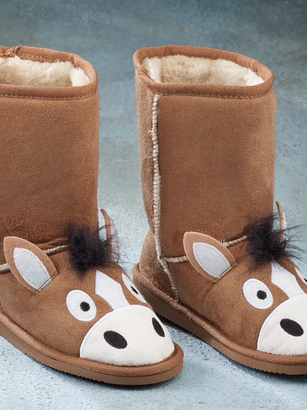 Kids Brown Horse toasty toez slipper NEW Boots